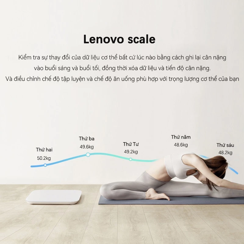 Cân Điện Tử Sức Khỏe Lenovo Chịu Tải 180KG Màn Hình Số LED Cân Chính Xác Thiết Kế Nhỏ Gọn Cho Gia Đình - 6