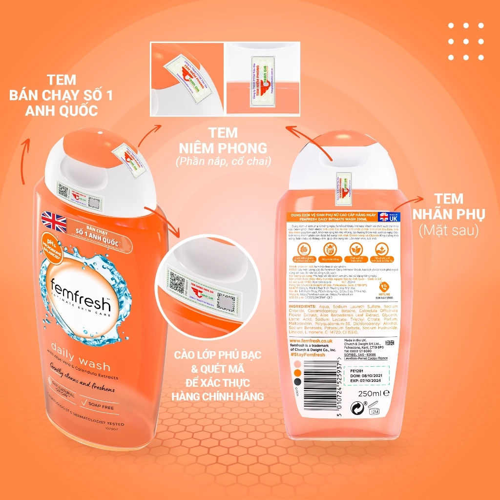 Dung Dịch Vệ Sinh Phụ Nữ Femfresh Daily Intimate Wash 250ml Anh Quốc - 3