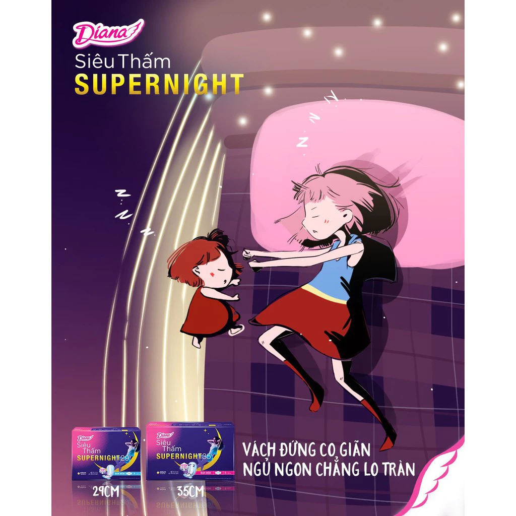 Băng vệ sinh ban đêm Diana siêu thấm Supernight 35cm gói 12 miếng - 2