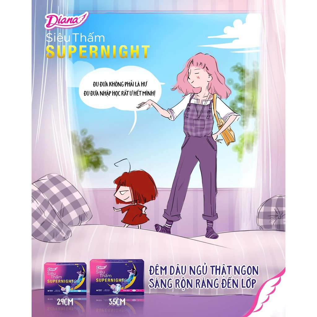 Băng vệ sinh ban đêm Diana siêu thấm Supernight 35cm gói 12 miếng - 3