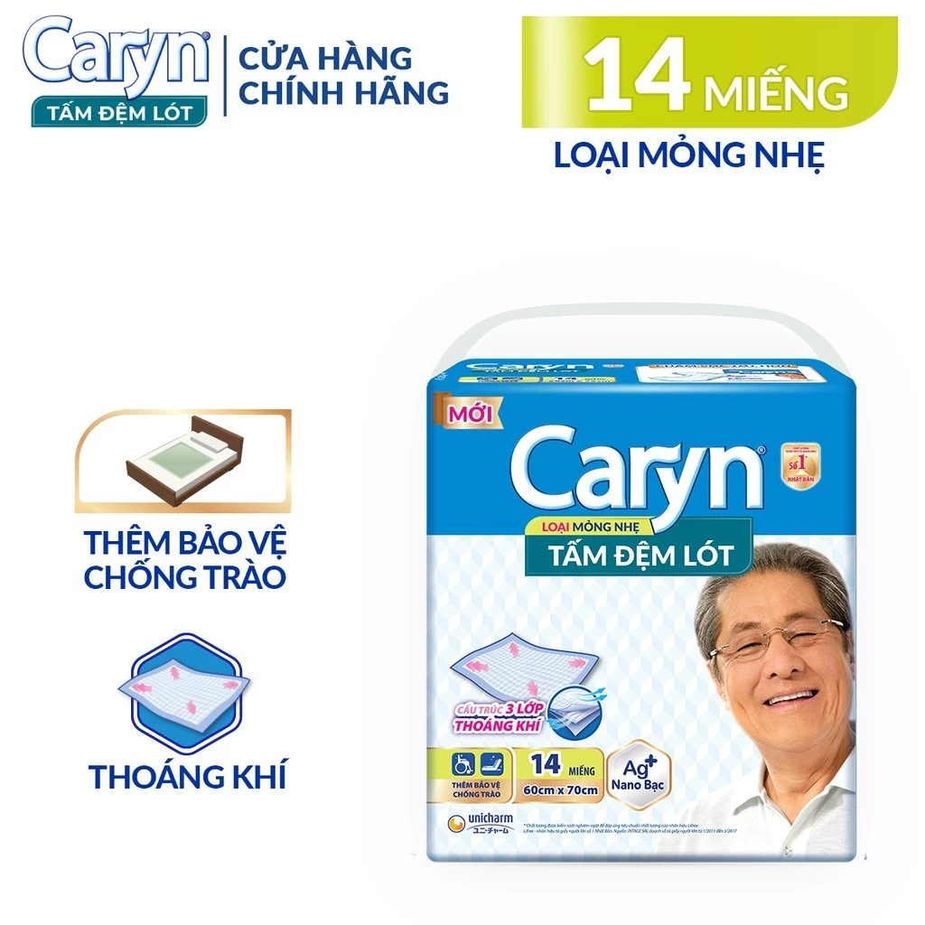 Tấm đệm lót Caryn siêu thấm giúp chống trào, kháng khuẩn, kiểm soát mùi hiệu quả (tặng kèm miếng ngẫu nhiên)