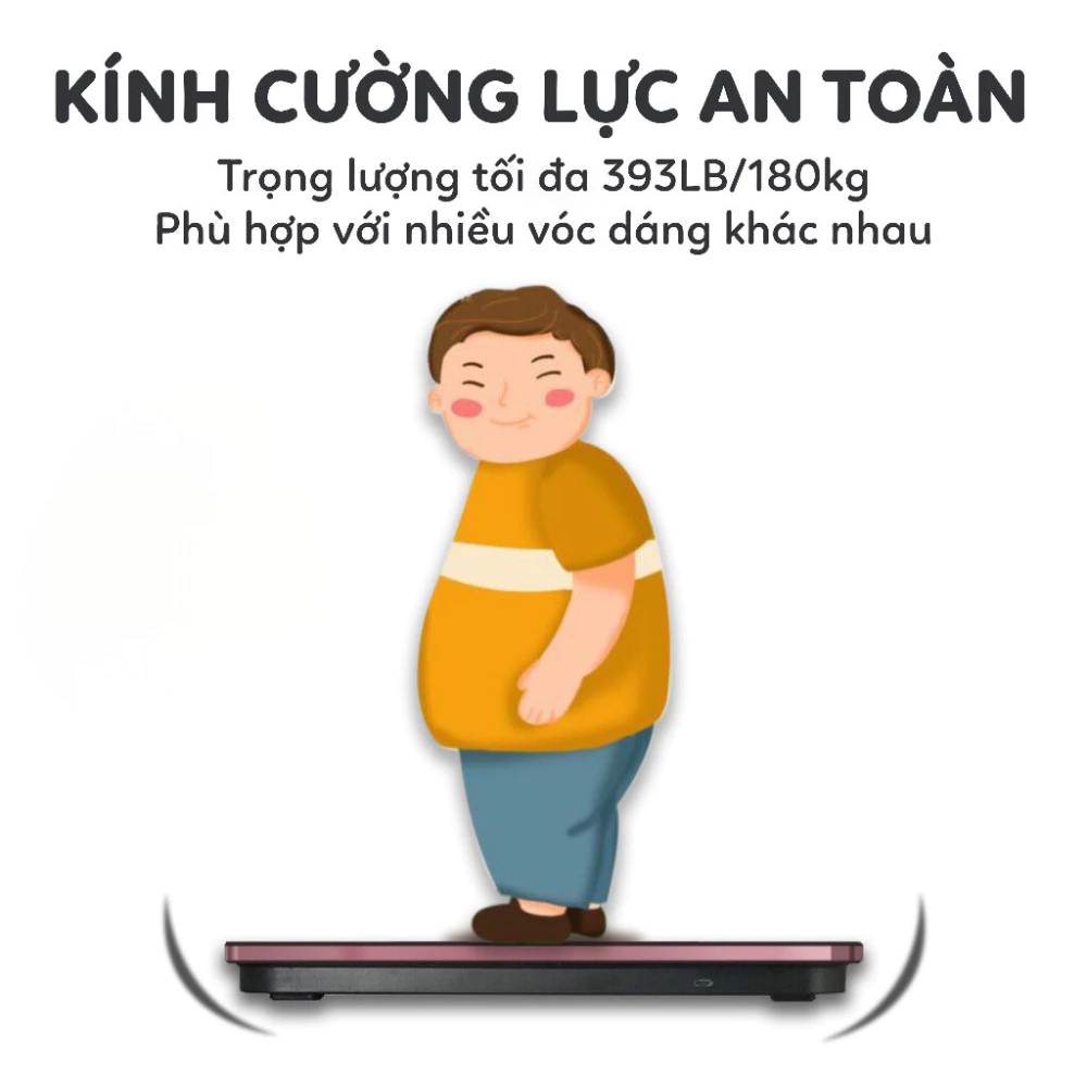 Cân Sức Khỏe Điện Tử Thông Minh Bluetooth Phân Tích Chỉ Số Cơ Thể – Sạc USB, Tải Trọng 180kg - 5