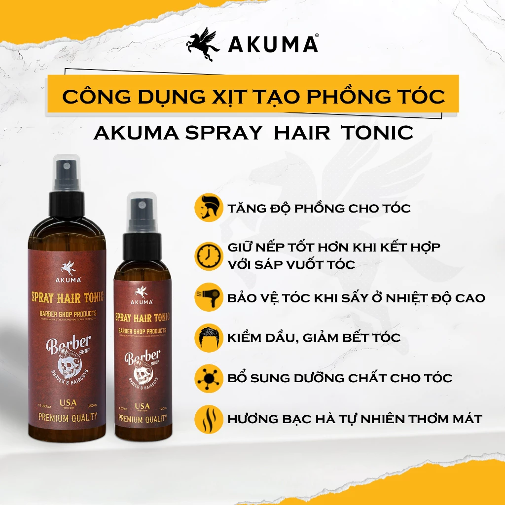 Xịt tạo phồng tóc AKUMA SPRAY HAIR TONIC tạo độ phồng tự nhiên, không nặng, bết tóc - 3