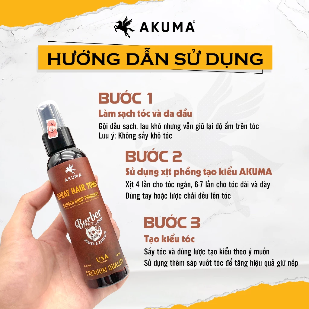 Xịt tạo phồng tóc AKUMA SPRAY HAIR TONIC tạo độ phồng tự nhiên, không nặng, bết tóc - 6
