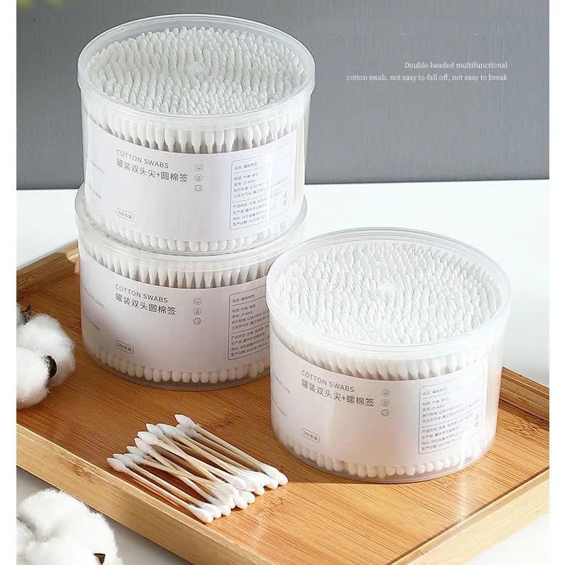 (Combo 3 ) Hộp 500 Tăm Bông Thân Gỗ Ngoáy Tai Người Lớn 2 Đầu Vệ Sinh Tai Đa Năng An Toàn Tiện Lợi