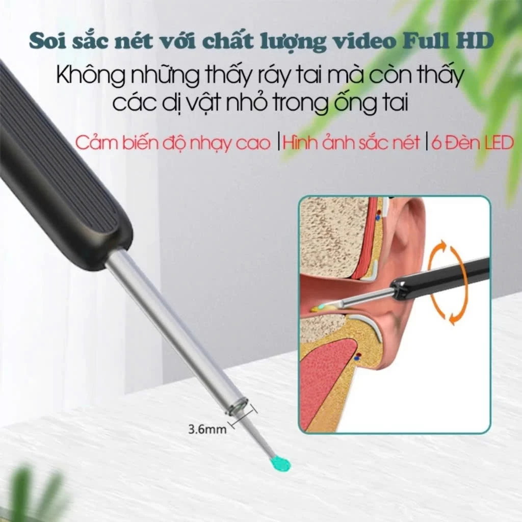 Dụng Cụ Lấy Ráy Tai Có Gắn Camera Nội Soi Full HD Đa Năng - Kết Nối Điện Thoại - Bảo Hành 12 Tháng - 6