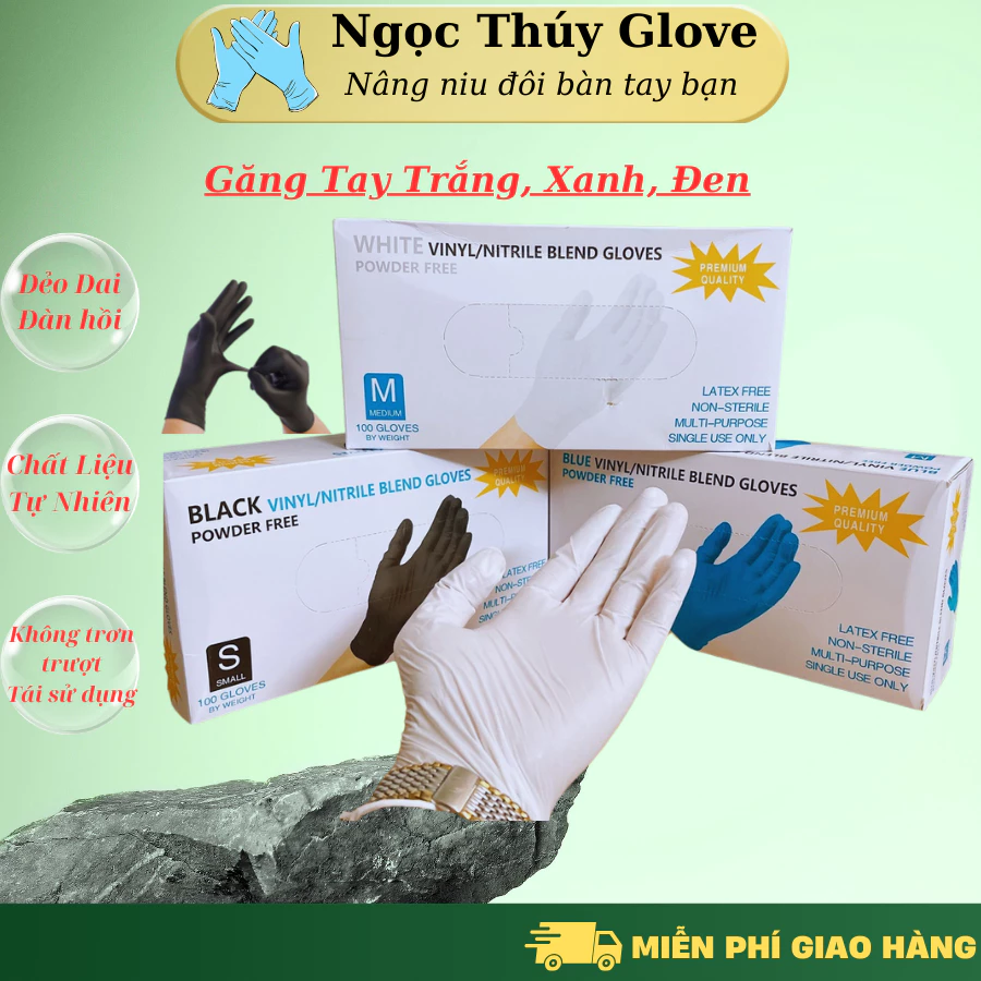 ( Hàng Loại 1 ) Găng tay y tế, bao tay không bột màu trắng siêu dai, khó rách chuyên dùng trong Spa, Thẩm mỹ viện