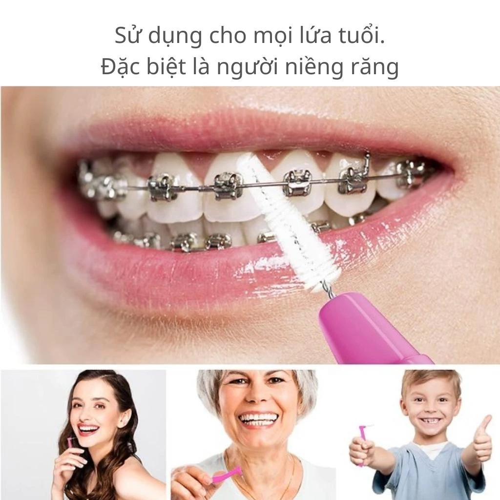 Set 10 bàn chải kẽ vệ sinh răng niềng Korona, tăm nha khoa bàn chải kẽ răng vệ sinh răng miệng chữ L - 6