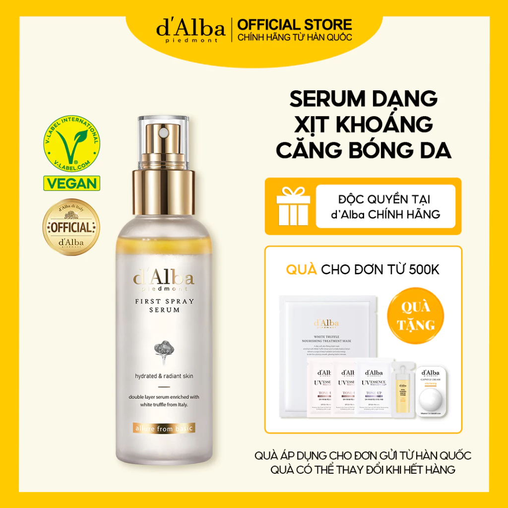 [d'Alba Official] Serum dạng xịt khoáng căng bóng da First Spray Serum 50ml/100ml - Mist Serum