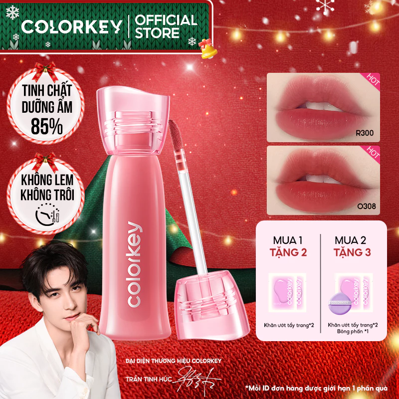 Son COLORKEY Watery Tint, Lì Mịn Nhẹ Môi, Không Dính, Lâu Trôi, Dưỡng Ẩm, Son Môi Lì 2.5g