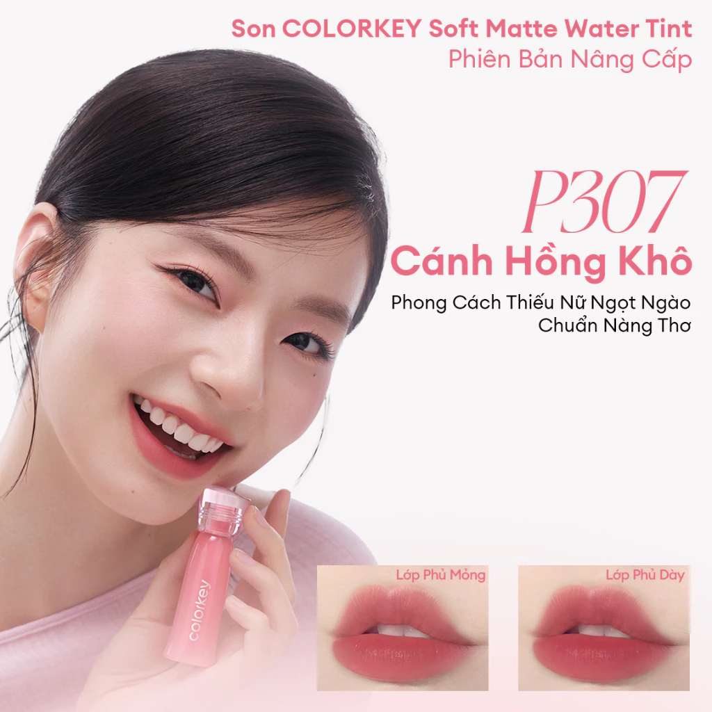 Son COLORKEY Watery Tint, Lì Mịn Nhẹ Môi, Không Dính, Lâu Trôi, Dưỡng Ẩm, Son Môi Lì 2.5g - 5