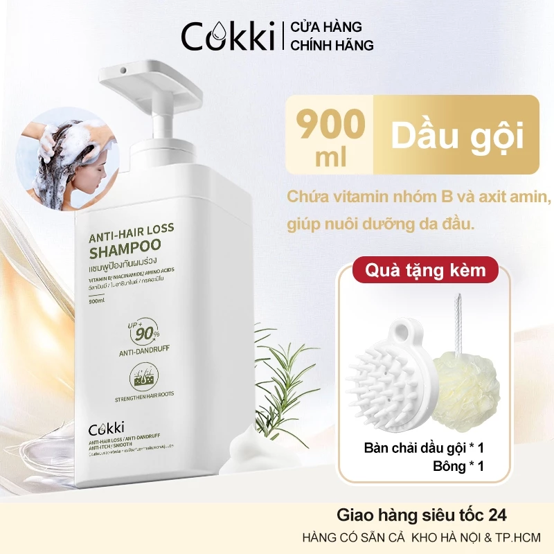 Dầu Gội Hàn Quốc Cokki Keratin 900ml - Ngăn Rụng Tóc & Giảm Gàu - Phục Hồi Tóc Hư Tổn, Dưỡng Tóc Chắc Mượt - Quà Tặng Kèm Hấp Dẫn