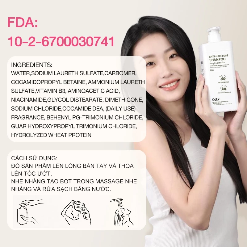 Dầu Gội Hàn Quốc Cokki Keratin 900ml - Ngăn Rụng Tóc & Giảm Gàu - Phục Hồi Tóc Hư Tổn, Dưỡng Tóc Chắc Mượt - Quà Tặng Kèm Hấp Dẫn - 5
