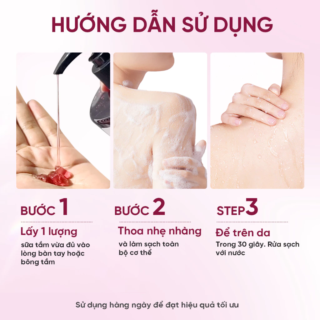 Sữa tắm trắng da hỗ trợ dưỡng ẩm tẩy da chết Grace and Glow nước hoa Body Wash 400ml Niacinamide lưu hương lâu thơm - 4