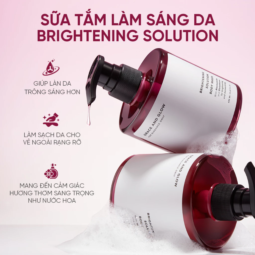 Sữa tắm trắng da hỗ trợ dưỡng ẩm tẩy da chết Grace and Glow nước hoa Body Wash 400ml Niacinamide lưu hương lâu thơm - 5