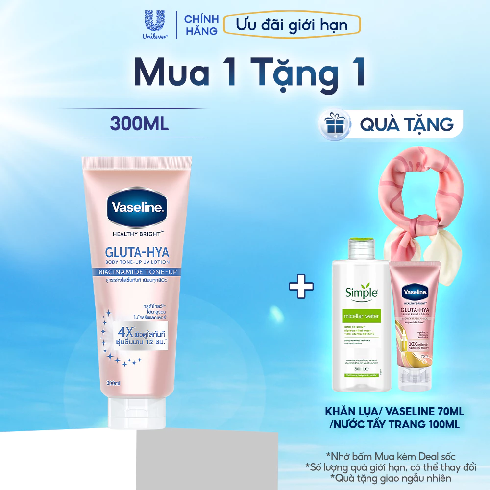 Serum Vaseline Gluta-Hya Dưỡng Da Sáng Mịn Sau 7 Ngày 300ML/330 ML (tùy đợt nhập hàng)