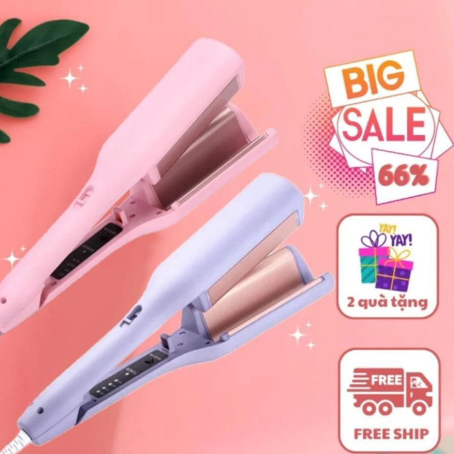 Máy Uốn Tóc Xoăn Hippie Sóng Nước 32mm Chất Liệu Gốm Sứ Cao Cấp - Máy Dập Xù Làm Tóc Xoăn 32mm Tiện Lợi