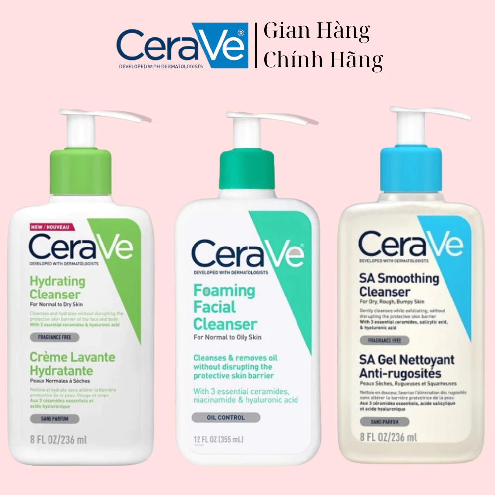 Sữa Rửa Mặt Cerave Làm Sạch Sâu Cho Da Thường Đến Da Dầu dung tích 236ML