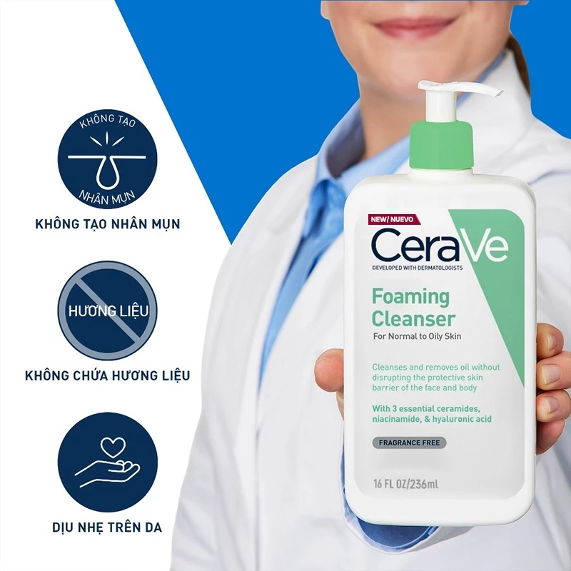 Sữa Rửa Mặt Cerave Làm Sạch Sâu Cho Da Thường Đến Da Dầu dung tích 236ML - 2