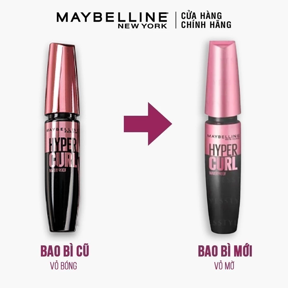 Mascara Dài Mi và Cong Mi Maybelline New York Hyper Curl Waterproof Chuốt Mi Đen Hiệu Quả Không Lem Không Trôi 9.2ml