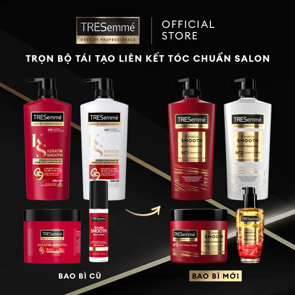 Combo Dầu Gội Và Dầu Xả TRESemmé Keratin Smooth Cho Tóc Khô Xơ Rối Vào Nếp Suôn Mượt 640g, 620g - 4
