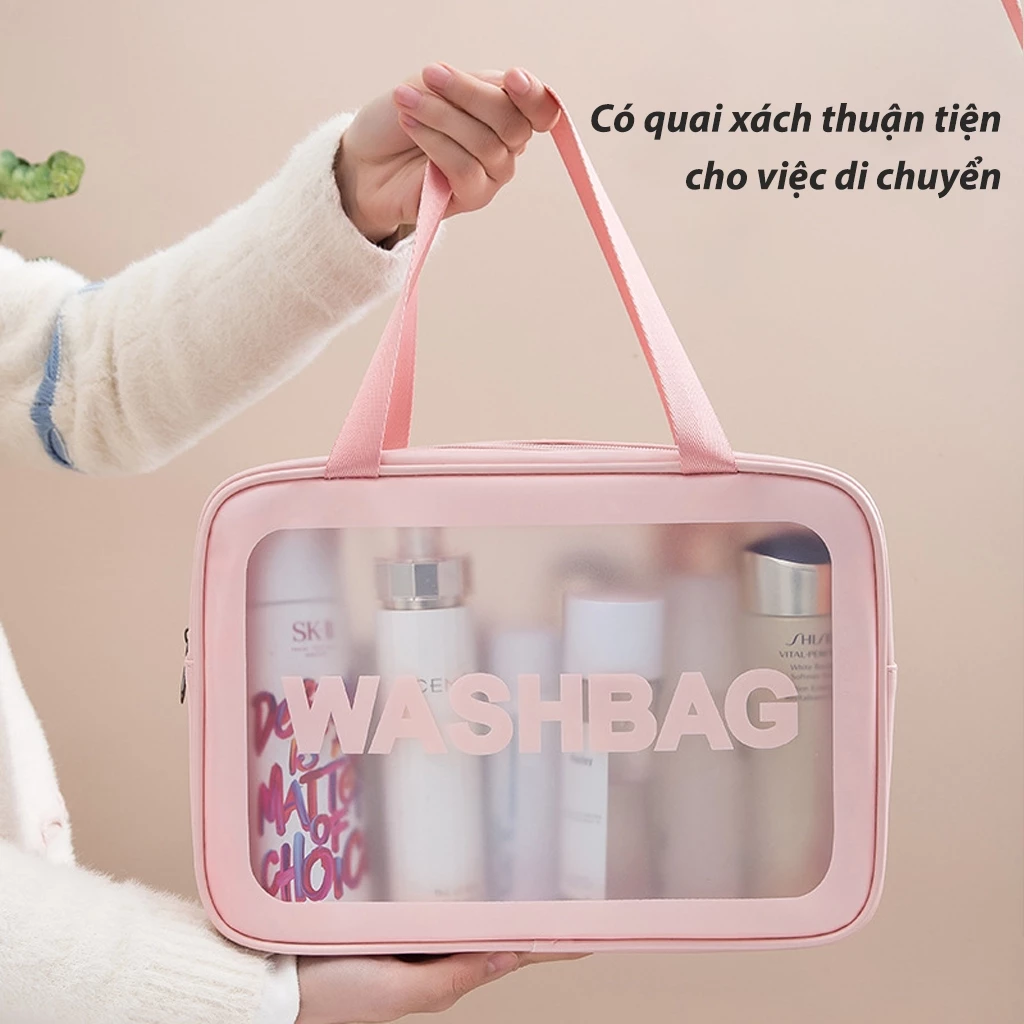 Túi Đựng Mỹ Phẩm Đồ Du Lịch Có Quai Xách Tiện Lợi, Túi Wasbag Da PU Đồ Trang Điểm Vải Chống Nước - 3