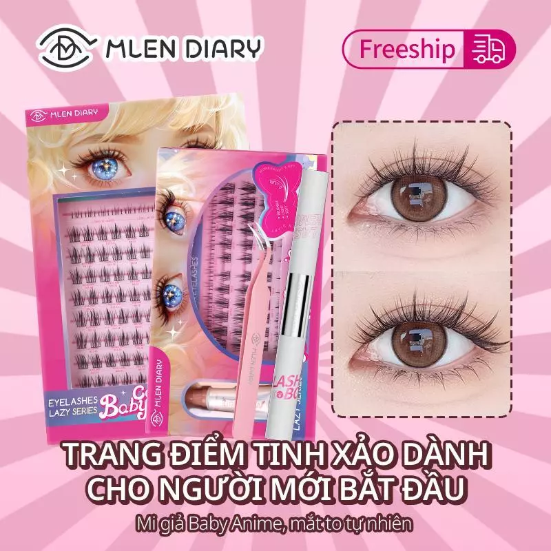 [KOL] Lông Mi Giả ANIME HOẠT HÌNH MLEN DIARY Mi Cụm Mềm Mại Và Keo 4in1 Tự Nhiên Dễ Sử Dụng - 4