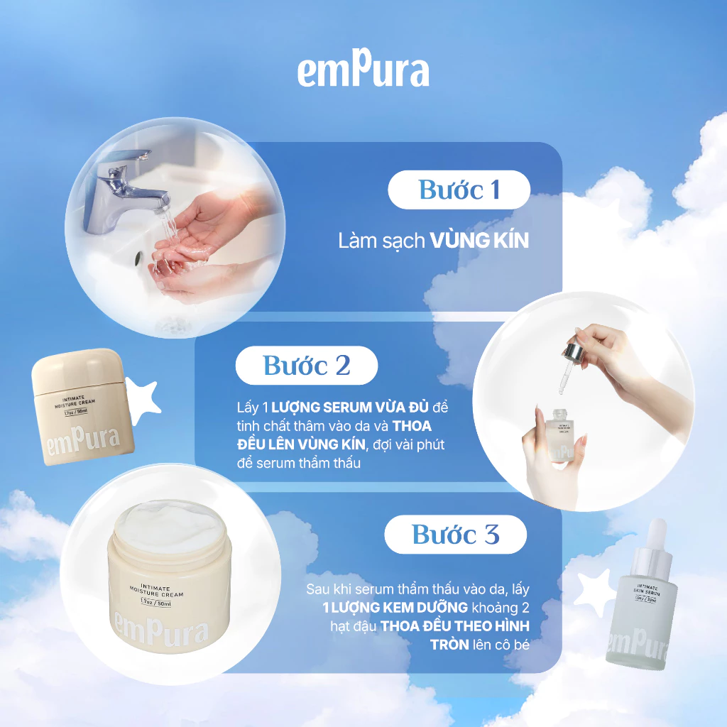 Combo Sáng Hồng Ẩm Mượt Vùng Kín EmPura Serum Dưỡng Ẩm Mờ Thâm, Kem Dưỡng Ẩm Sáng Da EmPura - 6