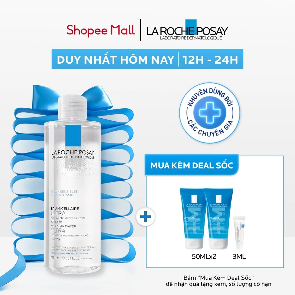 Nước tẩy trang làm sạch sâu cho da nhạy cảm La Roche-Posay Micellar Water Sensitive Skin 400ml