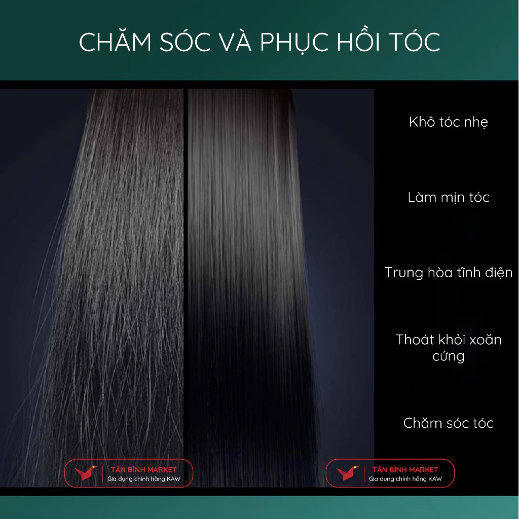 Máy Sấy Tóc Kaw Công Suất 2000W – 6 Tốc Độ Gió, 3 Chế Độ Nhiệt, Chống Tổn Thương Tóc, Tạo Kiểu Chuyên Nghiệp - 2