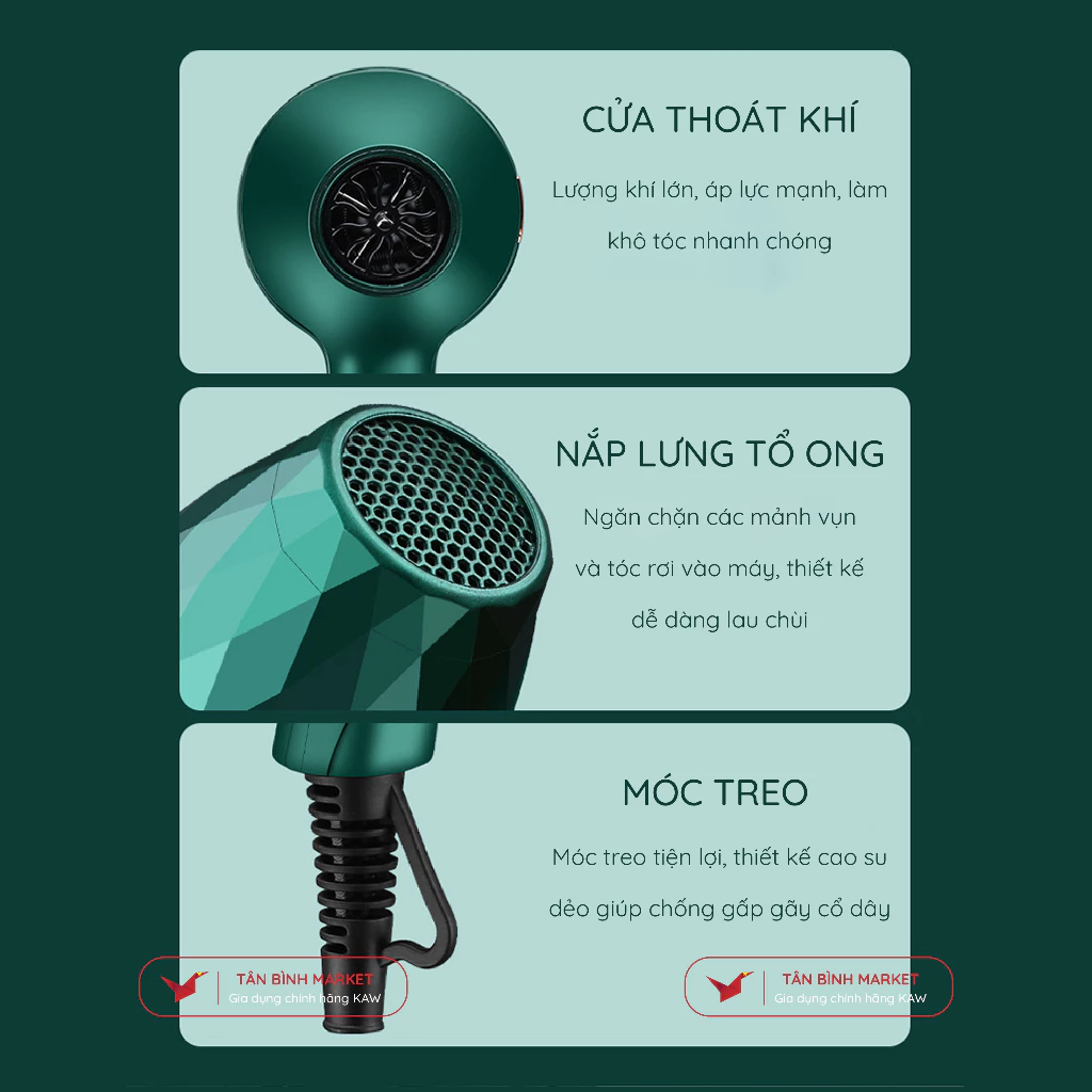 Máy Sấy Tóc Kaw Công Suất 2000W – 6 Tốc Độ Gió, 3 Chế Độ Nhiệt, Chống Tổn Thương Tóc, Tạo Kiểu Chuyên Nghiệp - 5