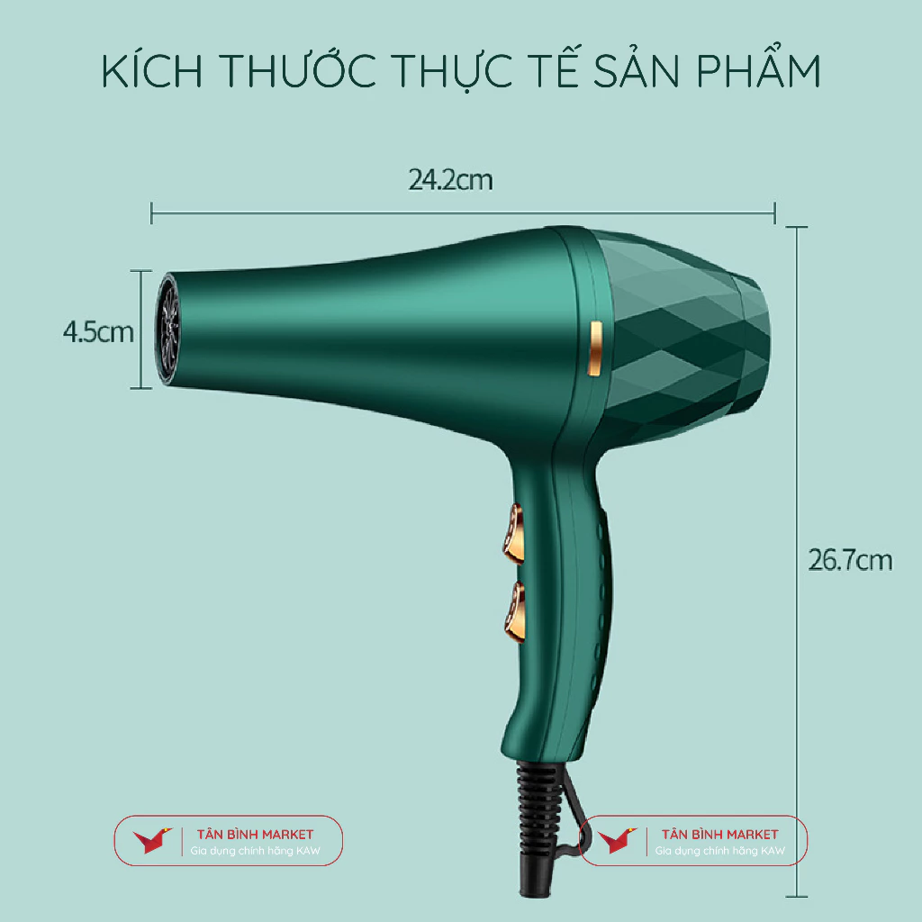 Máy Sấy Tóc Kaw Công Suất 2000W – 6 Tốc Độ Gió, 3 Chế Độ Nhiệt, Chống Tổn Thương Tóc, Tạo Kiểu Chuyên Nghiệp - 6