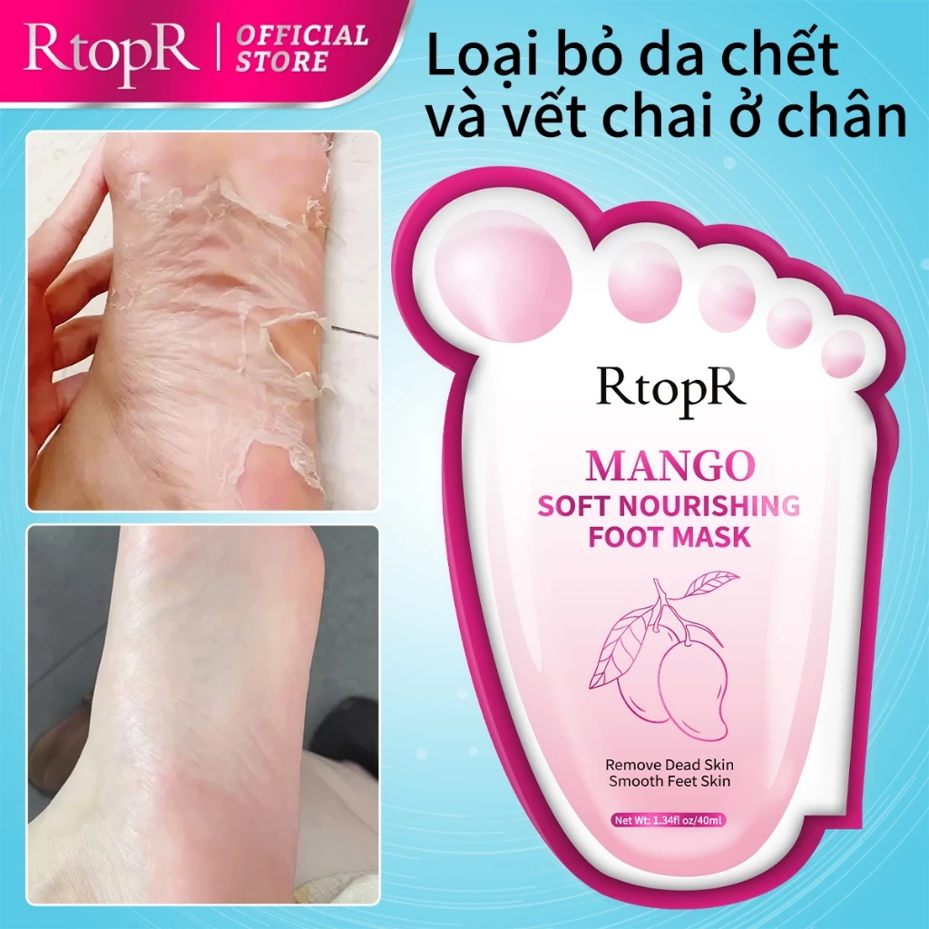 RtopR Mango Exfoliating Foot Peel Mask Cặp Mặt Nạ Chân RtopR Tẩy Da Chết 2-7 Ngày ủ Thay Da Chân Foot Peeling Mask Loại Bỏ Lớp Da Thô Cứng Hỗ Trợ Làm Sáng Da Cho Chân 40ml - 2