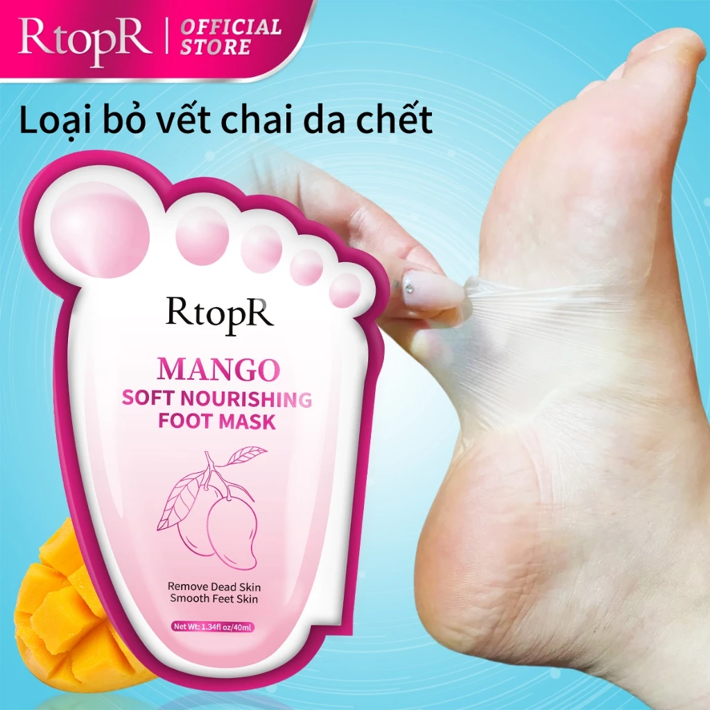 RtopR Mango Exfoliating Foot Peel Mask Cặp Mặt Nạ Chân RtopR Tẩy Da Chết 2-7 Ngày ủ Thay Da Chân Foot Peeling Mask Loại Bỏ Lớp Da Thô Cứng Hỗ Trợ Làm Sáng Da Cho Chân 40ml - 3