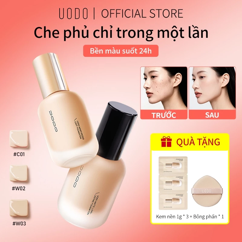 [QUÀ TẶNG MIỄN PHÍ] UODO Foundation kem nền Kiểm soát dầu lâu trôi không thấm nước 24h 30g