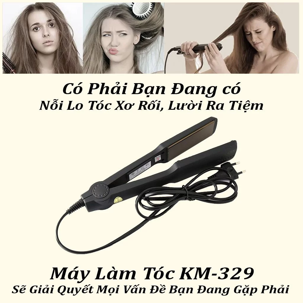 Máy duỗi tóc mini KEMEI chính hãng, máy tạo kiểu ép là thẳng tóc, máy dập xù, bấm mè, làm phồng tóc, đa năng 4 mức nhiệt - 2