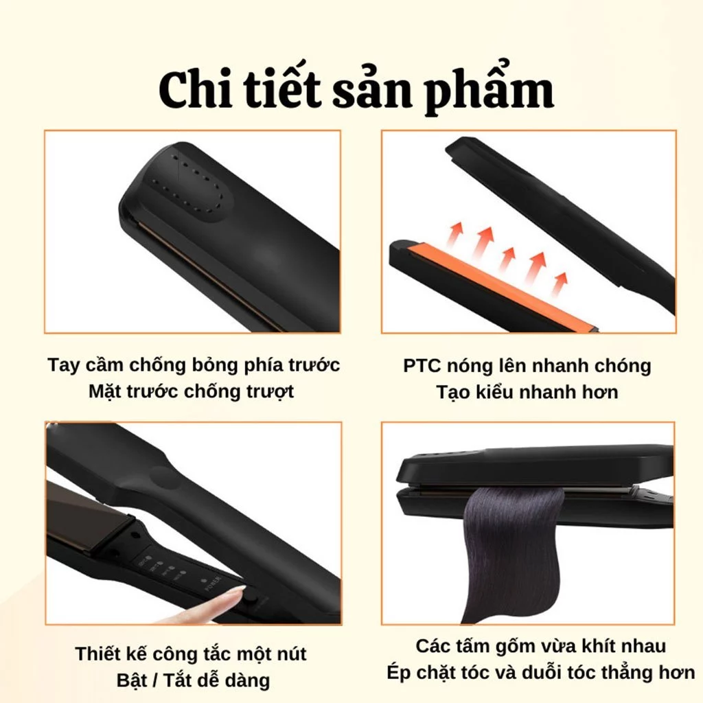 Máy duỗi tóc mini KEMEI chính hãng, máy tạo kiểu ép là thẳng tóc, máy dập xù, bấm mè, làm phồng tóc, đa năng 4 mức nhiệt - 4