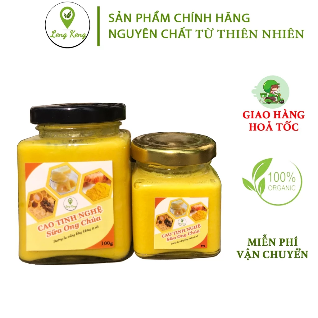Cao Tinh Nghệ Sữa Ong Chúa LengKengFarm 120g– Mặt Nạ Kem Nghệ Đắp Mặt Giảm Mụn Tàng Nhang - Mặt Nạ Đắp 100% Thiên Nhiên