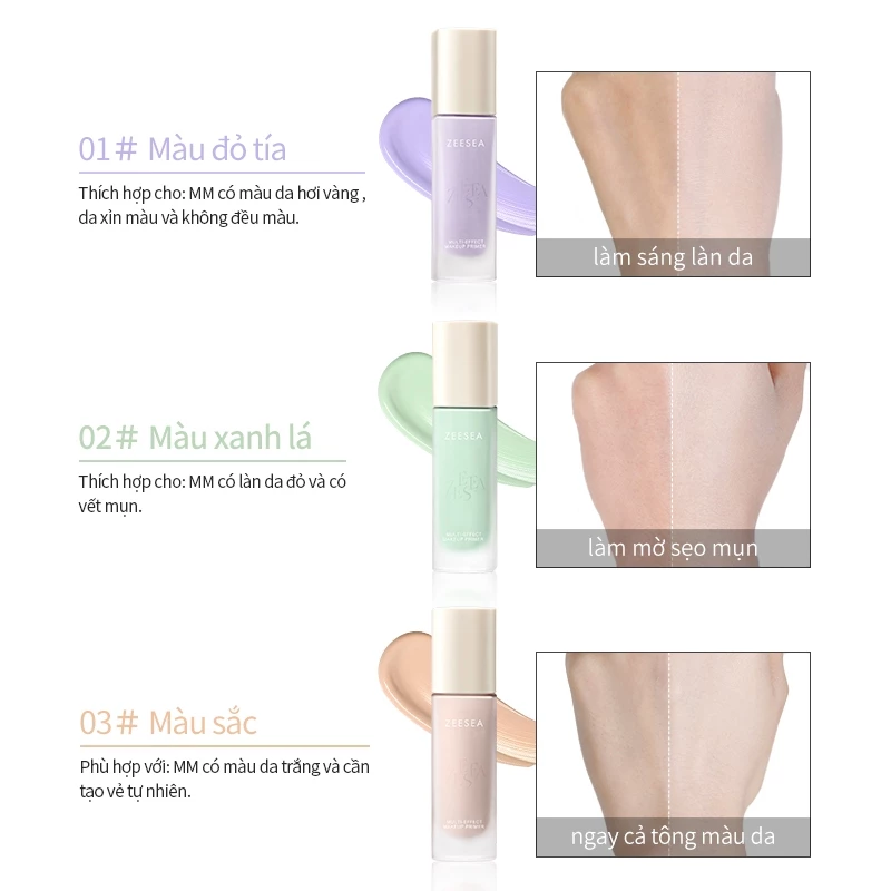 Kem lót kem chống nắng ZEESEA 30g trang điểm kiềm dầu nâng tông che lỗ chân lông làm mịn da - 3