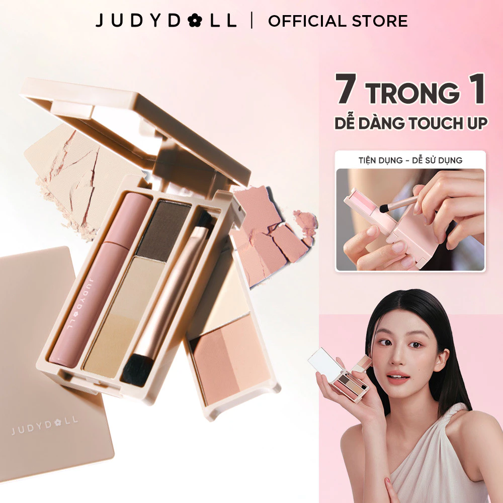 Bảng Trang Điểm JUDYDOLL Makeup Nhỏ Gọn Tiện Lợi 5 Trong 1 Bảng Mắt Phấn Má Kẻ Mày Viền Môi Trang Điểm Tự Nhiên