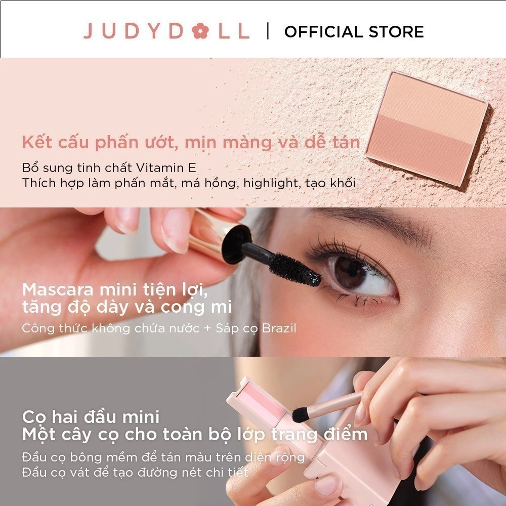 Bảng Trang Điểm JUDYDOLL Makeup Nhỏ Gọn Tiện Lợi 5 Trong 1 Bảng Mắt Phấn Má Kẻ Mày Viền Môi Trang Điểm Tự Nhiên - 4