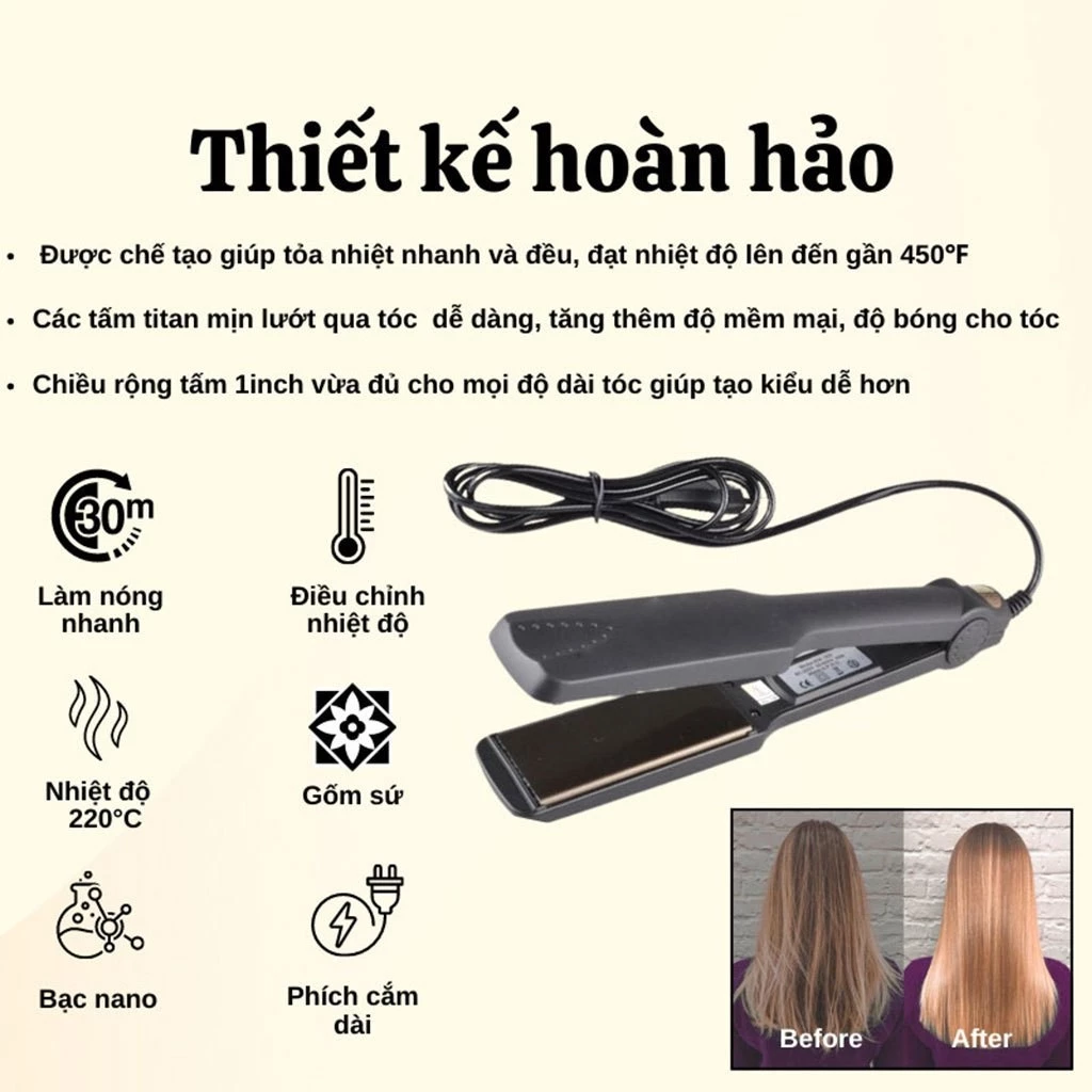 Máy Là Duỗi Tóc Nova Chính Hãng, Là Tóc Thẳng Mượt, Làm Nóng Nhanh Với 4 Mức Nhiệt, Dễ sử dụng - 3