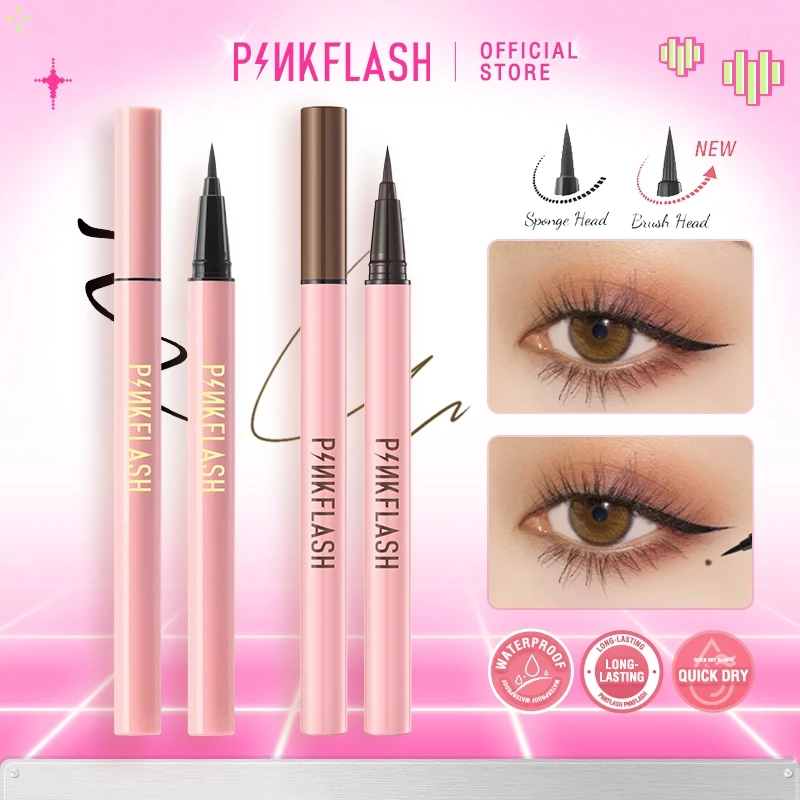 Bút kẻ mắt Pinkflash dạng lỏng nhanh khô màu đen màu nâu chất lì chống nước lâu trôi 30g