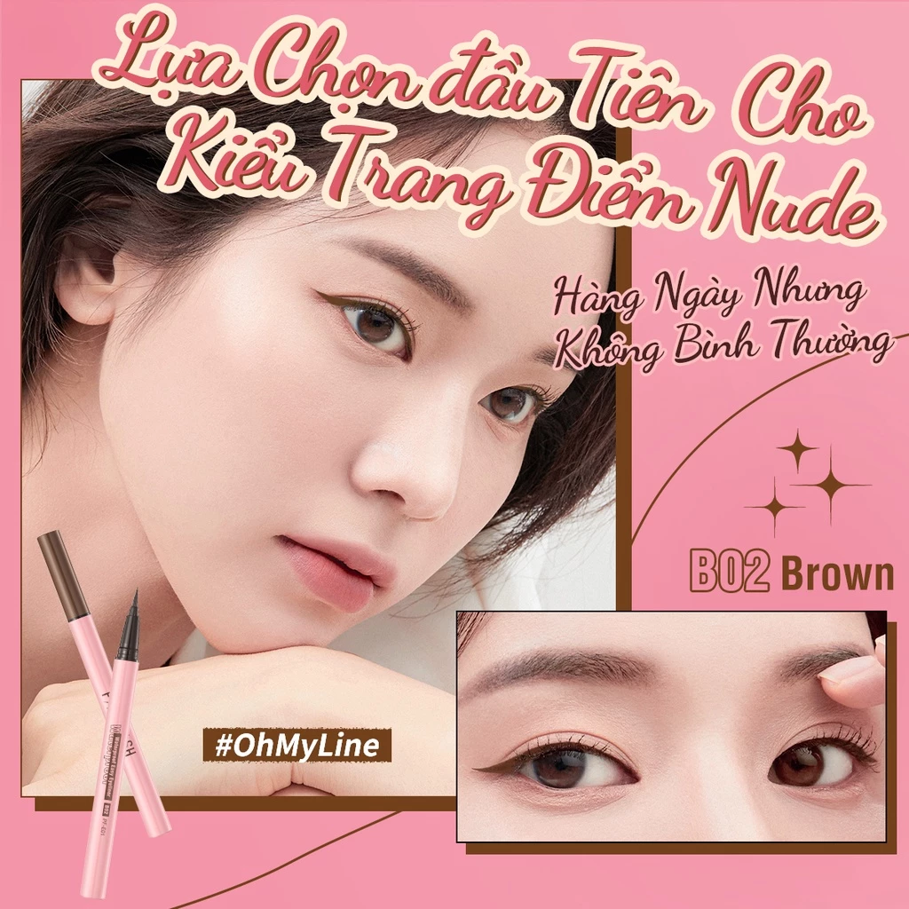 Bút kẻ mắt Pinkflash dạng lỏng nhanh khô màu đen màu nâu chất lì chống nước lâu trôi 30g - 6