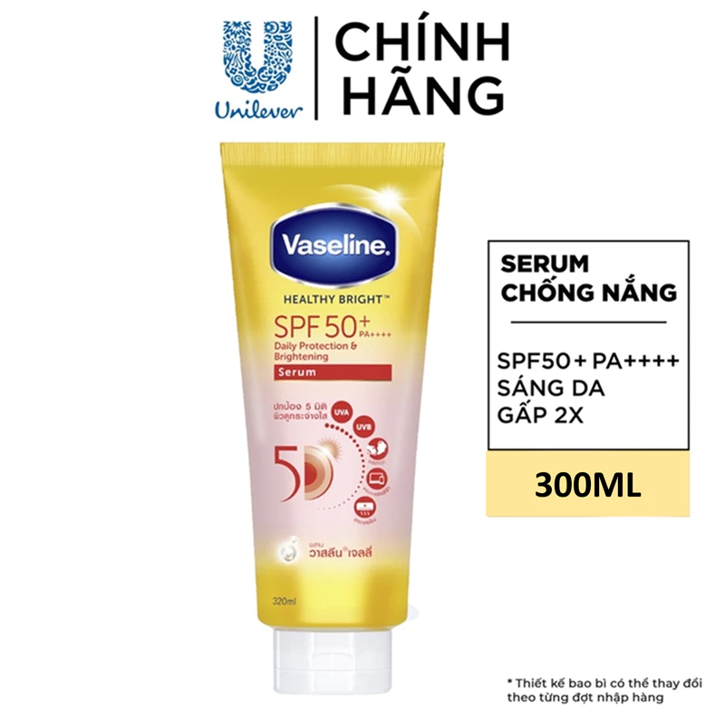 Serum chống nắng cơ thể Vaseline 50x bảo vệ da với SPF 50+ PA++++ giúp da sáng hơn gấp 2X 300ml - 2