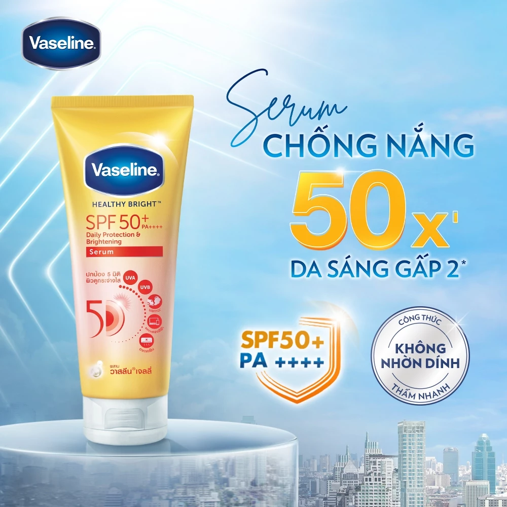 Serum chống nắng cơ thể Vaseline 50x bảo vệ da với SPF 50+ PA++++ giúp da sáng hơn gấp 2X 300ml - 3