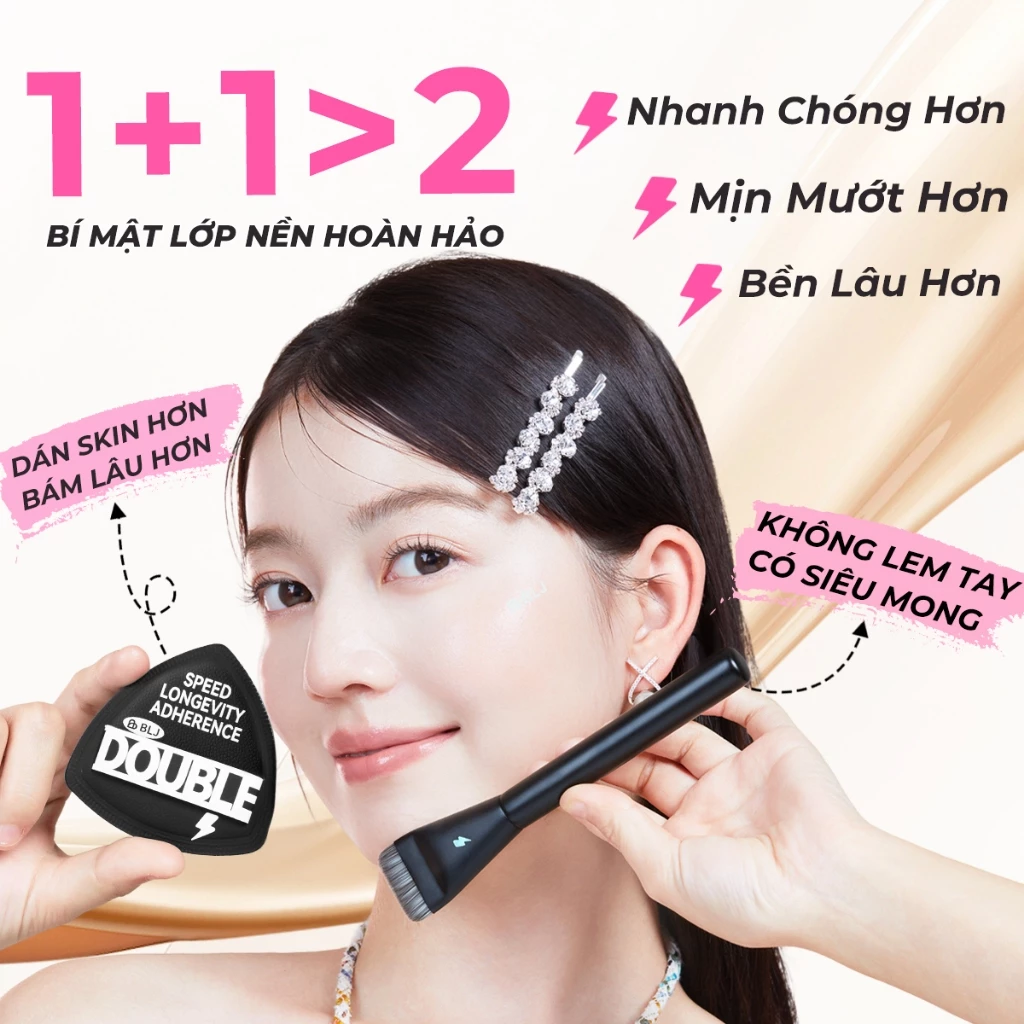 Bộ cọ trang điểm BLJ 1+1 Cọ Tán Kem Nền & mút tán kem nền Nền Nhanh Chóng | Căng Mướt Mịn | Bền Lâu - 3