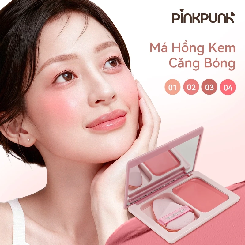 Má Hồng Kem PinkPunk 4 Màu Tự Nhiên Căng Bóng Lâu Trôi 3D Kem Đa Năng: Tạo Khối Bắt sáng Mắt 6.5g - 2