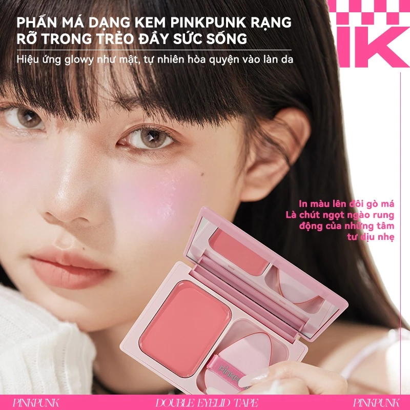 Má Hồng Kem PinkPunk 4 Màu Tự Nhiên Căng Bóng Lâu Trôi 3D Kem Đa Năng: Tạo Khối Bắt sáng Mắt 6.5g - 3
