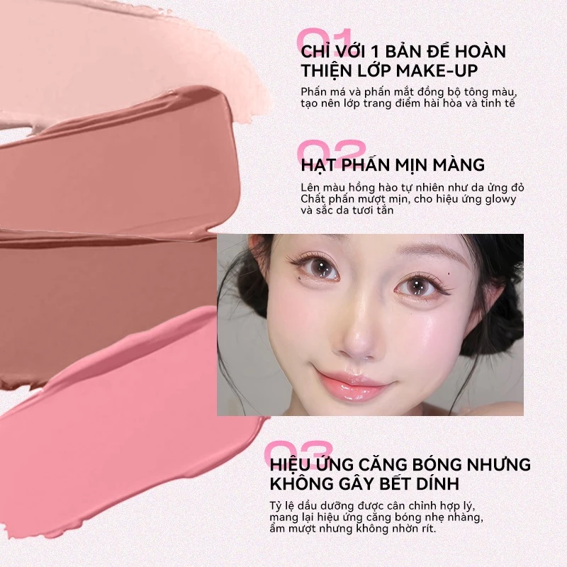 Má Hồng Kem PinkPunk 4 Màu Tự Nhiên Căng Bóng Lâu Trôi 3D Kem Đa Năng: Tạo Khối Bắt sáng Mắt 6.5g - 5